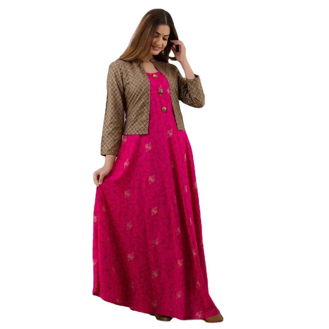 مظهر رائج جديد ملابس موسمية قطن رايون مطبوع مجموعة كورتا للفتيات الهندية جاهزة رخيصة السعر بسعر منخفض بالجملة