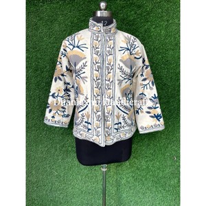 Handmade High Quality <b>Women's</b> <b>Velvet</b> <b>Jacket</b> Fashionable Reversible Cotton Material Stand Collar Pattern Decoration Breathable - Product Image 4