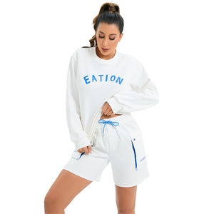 Conjunto Deportivo Personalizado con Logotipo para Mujer, Sudadera y Pantalones Cortos con Bolsillos Laterales para Gimnasio, Correr, Fitness, Chándal, Ropa Deportiva - Product Image 3
