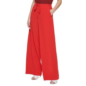 Pantaloni Larghi da Donna DKNY Rossi con Coulisse, Traspiranti, Vita Elastica, Casual, Vita Media, Taglia XL (X-Large) - Product Image 3
