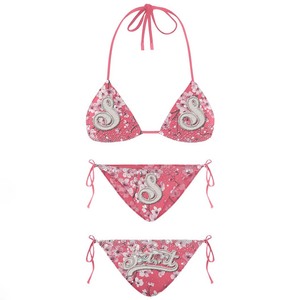 Premium 220 GSM Polyester Spandex <b>Bikini</b> <b>Set</b> Blue Abstract Print <b>Triangle</b> Tie Side Custom Logo Women <b>Bikinis</b> <b>Set</b> - Product Image 3