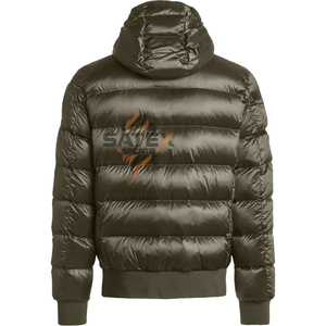 Veste bomber brillante à col montant tendance pour homme, logo personnalisé OEM, doudoune de haute qualité, automne - Product Image 2
