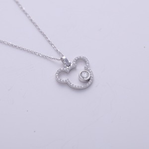 IGI Certified Lab Grown Diamond Cartoon Inspired <b>Mouse</b> Shape Halo Pendant in 14K White / Yellow & Rose Gold - Product Image 3