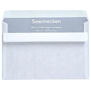 Sobres de Papel Blanco Soennecken DIN C6, 162 x 114 mm, 75 g/m², Autoadhesivos, 25 Unidades por Paquete - Product Image 3