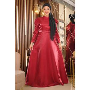 ชุดราตรีทรงเอไลน์สีเบอร์กันดีสำหรับสาวพลัสไซส์ สไตล์หวานสำหรับงานเลี้ยงอย่างเป็นทางการ พร้อมดีเทลจับจีบที่ไหล่ ยาวกรอมพื้น รุ่น MSW19128-2 - Product Image 3