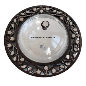 Customized Elegant and Decorative Handmade Wooden Round Serving Tray Classic Stylish New <b>Chocolate</b> Platter - Product Image 6