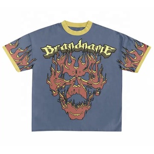 Impresión gráfica personalizada Y2K Streetwear moda camiseta para hombres ropa de verano 100% algodón gota hombro recortado hombres camiseta - Product Image 6