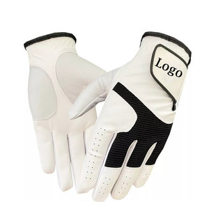 Gants de golf personnalisés taille en gros Gants de golf en cuir de mouton noir blanc pour hommes et femmes - Product Image 1