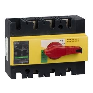 Sezionatore Compatto INS100 100A a 3 Poli con Maniglia Rotante Rossa e Frontale Giallo, Facile da Usare - Product Image 1
