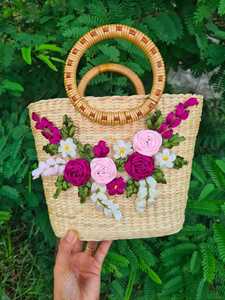 Women Traveling Water Hyacinth Handbag Beach <b>Bag</b> <b>Wicker</b> Handicrafts Totebag by Vigi Farm Vietnam - Product Image 3