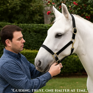 High-Quality Leather Anatomic Horse Halter | Fancy <b>Stitching</b> with Stainless Steel Buckles | Durable Equestrian Riding Gear - Product Image 3