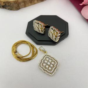 Colgante de CZ con cadena para mujer, diferentes diseños, conjuntos de collares simples, perfectos para ropa de fiesta, Ropa Étnica y Occidental - Product Image 1