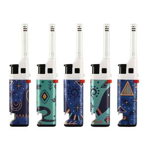 Briquet manuel portable au butane, en plastique noir, rechargeable, coupe-vent, sans flamme, allumage à silex, pour camping, cheminée, fête, barbecue, grillades - Product Image 3