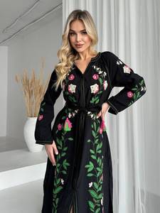 ยูเครนชุดเดรสปักสีดำทำมือวิสฮิวอังกาประดับแบบดั้งเดิมเสื้อผ้าผู้หญิงสไตล์พื้นบ้านที่สง่างาม - Product Image 3