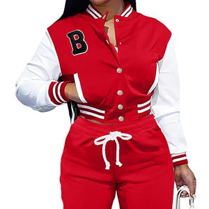 Women's New Arrival Winter Crop Varsity Jacket Printed <b>Fabric</b> Top with Pocket Decoration Wholesale Clothing OEM Serviced - Product Image 5
