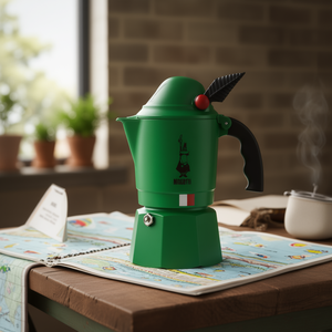 MOKA ALPINA เครื่องชงกาแฟอลูมิเนียมและพลาสติกสไตล์อิตาลี 3 ถ้วย แบบพกพาและมีสต็อก 0002762MR สำหรับการเดินทาง สีเขียว - Product Image 3