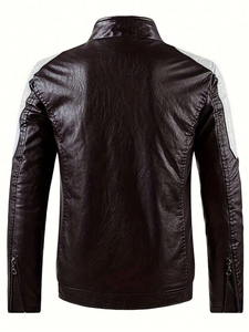 High Quality Custom <b>Men's</b> PU <b>Leather</b> <b>Jacket</b> Fashion Casual Trend Motorcycle Bomber <b>Leather</b> <b>Jackets</b> For <b>Men</b> - Product Image 2