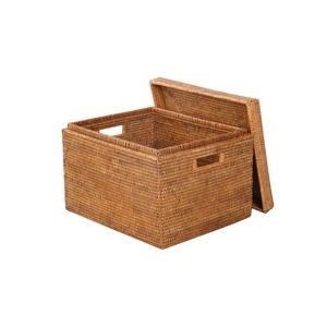 Cesta rectangular de ratán con tapa, cesta de almacenamiento hecha a mano, venta al por mayor, ecológica, hecha en Vietnam - Product Image 3