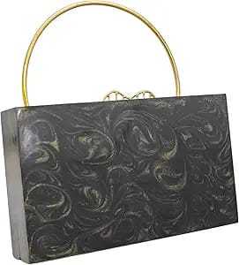 Custom <b>Metal</b> Frame Envelope Clutch Bag for Women <b>Beaded</b> Resin Evening Wedding Ladies' Zipper Closure Clutch Pearl Button - Product Image 2