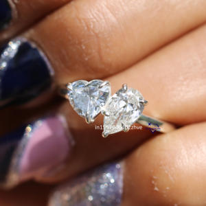 Anillo solitario de Plata de Ley 925 para mujer, superventas, claridad VVS mejorada, forma de corazón de pera, Diamante de moissanita para bodas - Product Image 6