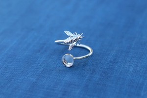 แหวนเงินน้ำผึ้งผึ้งแบบปรับได้แหวนเปล่าสำหรับถ้วยทรงหลังเบี้ยทรงกลมงานประดิษฐ์ทำด้วยตัวเองแหวนเครื่องประดับสำหรับทำฐาน - Product Image 3