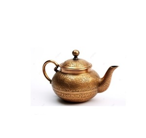 Juego de dos teteras martilladas de cobre, forma redonda, Color oro rosa, mango de Metal de madera, tetera antigua hecha a mano al por mayor - Product Image 2