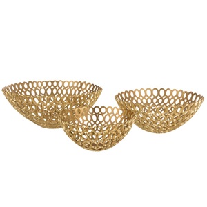 Vajilla de diseño Premium, cuencos de Metal para servir alimentos, diseño de hojas, cuencos decorativos pulidos dorados para servir - Product Image 6
