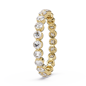 Anillo de boda clásico de oro puro de 14 quilates con diamantes cultivados en laboratorio de corte redondo, banda de eternidad completa, apilable, para aniversario, para mujer. - Product Image 2