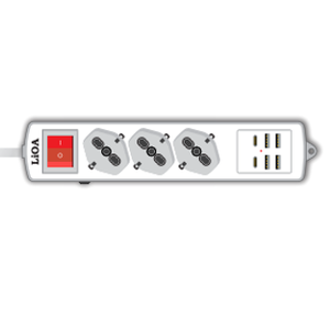 Regleta de Enchufes Estándar LiOA UE-Italia, 3 Tomas 16A/250V con Protección CB, 2 Puertos USB-C, Cable de Extensión de 3m, 3AY4A2C - Product Image 2