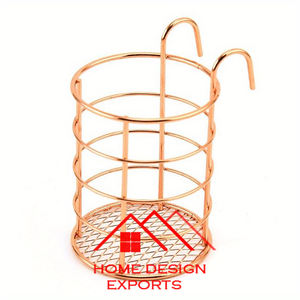 Porte-ustensiles en fil de fer plaqué or à vente chaude avec base en bois, accessoires de cuisine les plus vendus - Product Image 2