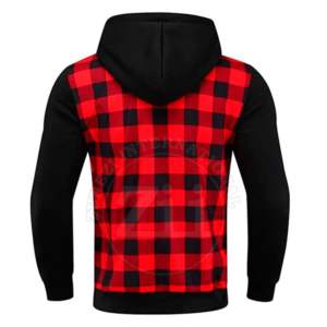 Sweats à capuche vintage décontractés à carreaux en flanelle de créateur pour hommes, chemises à manches longues et col boutonné pour hommes avec fermeture éclair sur le devant - Product Image 4