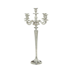 Candélabre de sol haut de gamme en aluminium plaqué argent, fait main, pour cadeaux de mariage, décoration de fête et porte-bougie - Product Image 1