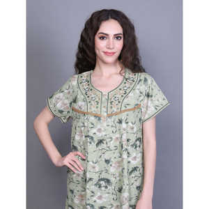 Peignoir décontracté pour femme 100% coton avec poche latérale, imprimé, pour l'hiver, taille élastique, ODM, matière douce et durable - Product Image 1