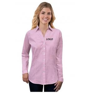 Camisas de vestir de color blanco liso de manga larga informales formales personalizadas camisa de vestir con botones de seda tejida de manga larga para damas - Product Image 4