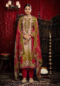 Traje pakistaní de muselina pura con diamantes y estampado digital para adultos hecho de seda con Salwar Kameez - Product Image 2