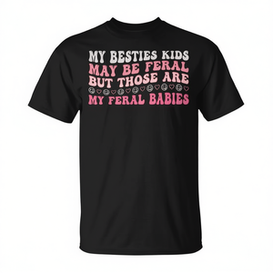 T-shirt My Besties Kids May Be Feral, girocollo nero, unisex, taglia adulto SMLXLXXL - Product Image 2