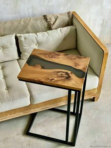 โต๊ะกาแฟไม้เคลือบอีพ็อกซี่สองด้าน งานแฮนด์เมด ทันสมัย พับได้ ทนทาน สำหรับห้องนั่งเล่น - Product Image 2