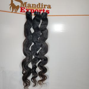 Extensiones de Cabello Humano Virgen Indio con Cutícula Alineada al por Mayor, Cabello Ondulado Profundo Negro sin Procesar - Product Image 3