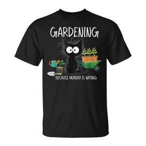 T-Shirt Promozionale per Giardinieri con Design Gatto Nero e Slogan 'Perché Uccidere È Dov'è Sforbieto' - Product Image 1