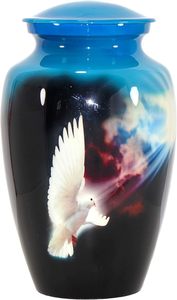 Urna Funeraria Artesanal con Diseño de Paloma para Cenizas Humanas, Urna Conmemorativa para Cremación, 10X5 pulgadas, Negro y Azul Cielo - Product Image 3