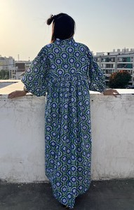 Gran oferta, Vestido largo de algodón con estampado Floral Vintage elegante de verano para mujer, nuevo estilo, manga larga, talla XS, tela de lino lavable - Product Image 2
