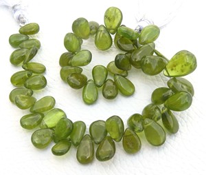 Cuentas de pera de vessonita natural 8-12mm 7,5 "hebra verde Vesuvianite cuentas lisas para joyería 100" CTs - Product Image 4