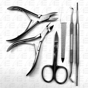 6x Juego de manicura y pedicura para el cuidado de las uñas con hoja curva, cortador lateral para los dedos, pinza para cutículas, Lima 2026 - Product Image 1