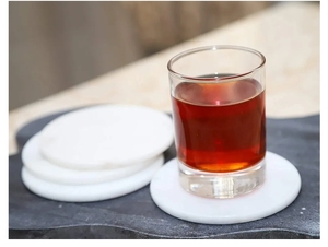 Elegant Set of 4 Natural <b>White</b> Marble Stone <b>Coasters</b> Durable Stylish Functional Handcrafted Mats and Pads - Product Image 3