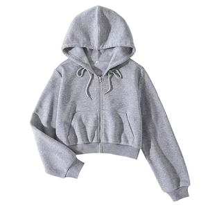 Sudadera Corta con Capucha y Cremallera Completa de Forro Polar para Mujer, Estilo Años 90, Manga Larga, con Cordón, Chaqueta Corta con Capucha, Forrada, Ecológica - Product Image 3