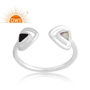 New Trending 925 Sterling Silver Natural <b>Black</b> Onyx & Labradorite Gemstone <b>Ring</b> Custom Jewelry For <b>Women</b> Gift For Her - Product Image 1