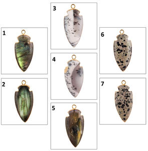 Finding-colgante de punta de flecha labradorita Natural, suministro de joyería, conector chapado en oro, una sola bola, abalorio, Diy - Product Image 2