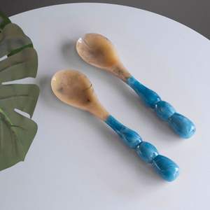 NATURAL RESIN VIBRANT HANDMADE 100% Resin Salad Servers Set for Home and Hotel Use Includes <b>Ice</b> <b>Cream</b> Spoon Salad Serving - Product Image 4