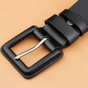 Vestido de piel de vaca marrón negro Cinturón de cuero genuino de alta calidad al por mayor para hombres - Product Image 3