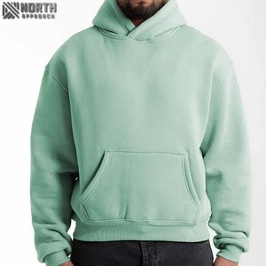 Sweat à capuche baggy avec logo personnalisé sans ficelle Sweat à capuche court en coton éponge de haute qualité 100% pour hommes Sweat à capuche épais - Product Image 1